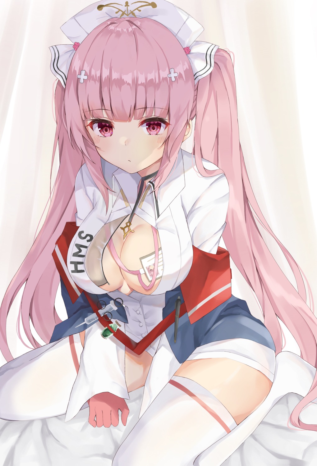 Naga Taco Azur Lane Perseus Azur Lane No Bra Nurse Open Shirt